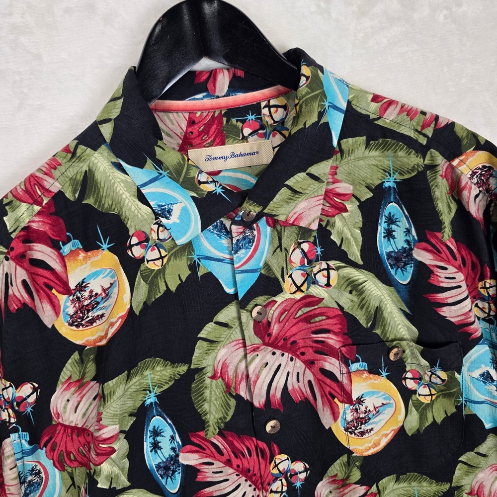 Tommy Bahama XL With bells On 100% Silk Christmas Ornament Tropical Camp Holiday